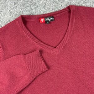 Shephe V-Neck Sweater Size 48 Burgundy 100% Cashmere‎ Knit Pullover Luxury Men's